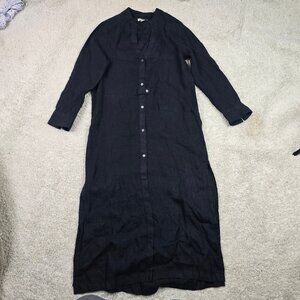 Vineyard Vines Linen Long Sleeve Dress Womens Size Extra Small XS Navy Blue USA